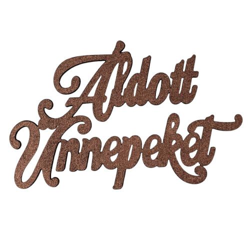 2db. Áldott Ünnepeket karácsonyi fa felirat 12.5 x 8cm - Barna