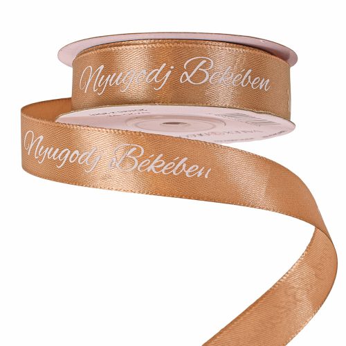 Nyugodj Békében feliratos szatén gyász szalag 20mm x 20m - Barna
