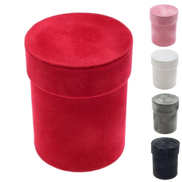 Kalapdoboz kerek bársony 9x25x7 cm színes 4 féle