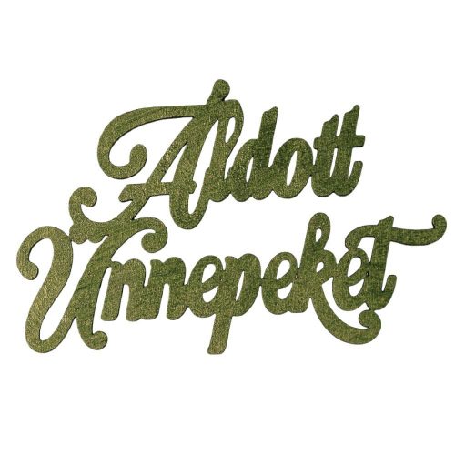 2db. Áldott Ünnepeket karácsonyi fa felirat 12.5 x 8cm - Sötétzöld