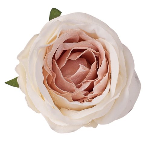 Angol rózsa selyemvirág fej- 5.5cm - Barnás fehér