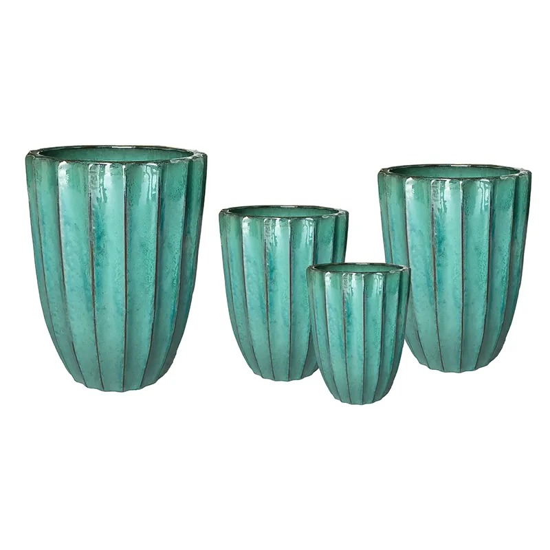 Noble Rib Vase kerámia váza szett mohazöld  30x39-55x73cm S4