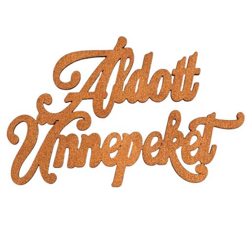 2db. Áldott Ünnepeket karácsonyi fa felirat 12.5 x 8cm - Bronz