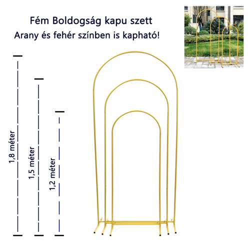 FÉM ÁLLVÁNY SZETT 3DB-OS 1/5 FEHÉR ARANY