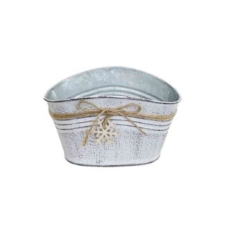 Bádog Kaspó Domború- Hópihe Fadekorral 140-B-22-83 - 18*11*H9/11cm (120/#)