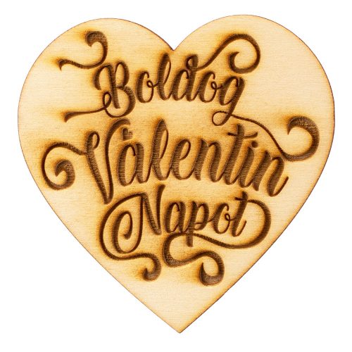 3 db. Boldog Valentin Napot feliratos szívecske 7cm - Natúr 7cm MT8-30