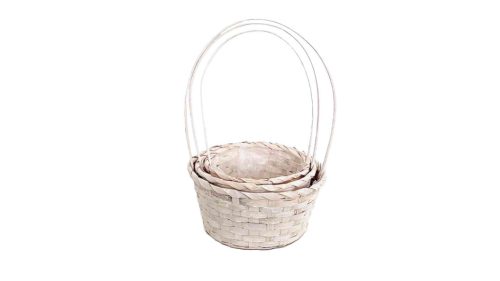 Bambusz Flor. Kerek Fehér S/3 66-44-A/FEHÉR - D21*H10/36cm (30/#)