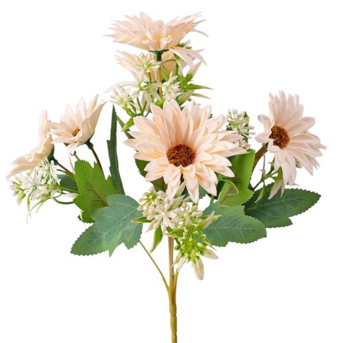 Gerbera selyemvirág csokor- 29cm magas - Ekrü
