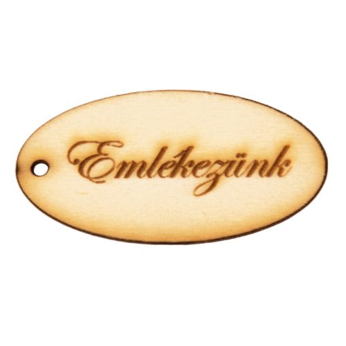 10 db. Emlékezünk feliratos ovális tábla 5 x 2.5cm - Natúr