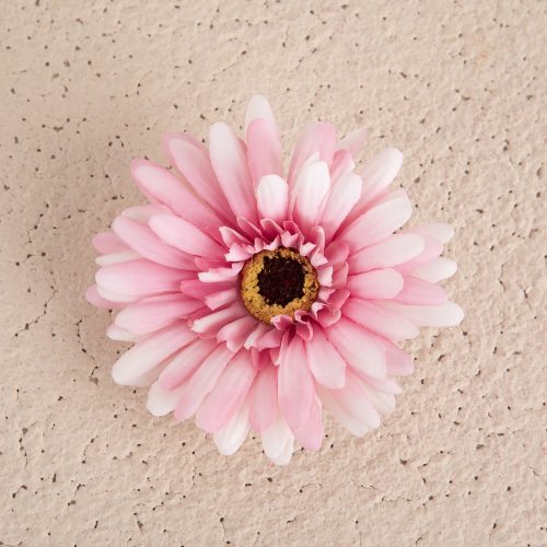 Gerbera selyemvirág fej- 9cm - Halvány rózsaszín