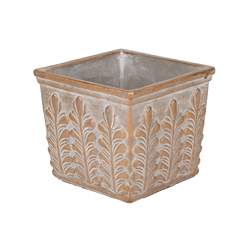 Amber cement kockakaspó szürke-arany 13-8x13-8x12-3cm