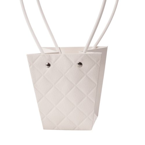 10db. dombornyomott virág-ajándék táska 12(h) x 8(sz) x 12.5(m) cm - Fehér