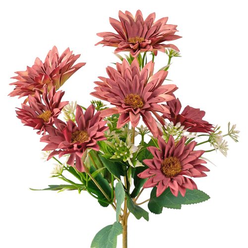 Gerbera selyemvirág csokor- 29cm magas - Bordó