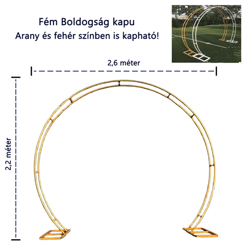 BOLDOGSÁG KAPU 1/4 2-6x2-2 m ARANY- FEHÉR