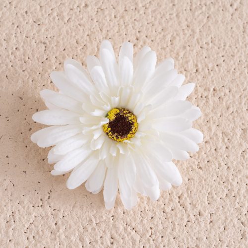 Gerbera selyemvirág fej- 9cm - Fehér